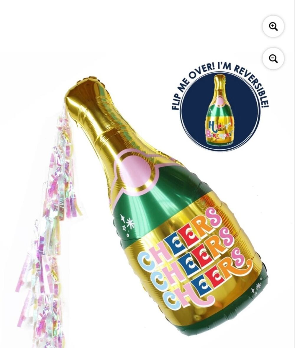 Packed Party Reversible Champagne Statement Balloon with Iridescent Tassels